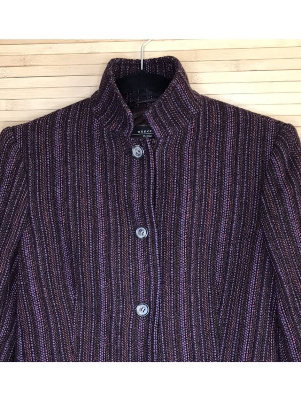 MAX MARA Weekend purple textured wool blend blazer jacket sz 4 - Picture 2 of 6